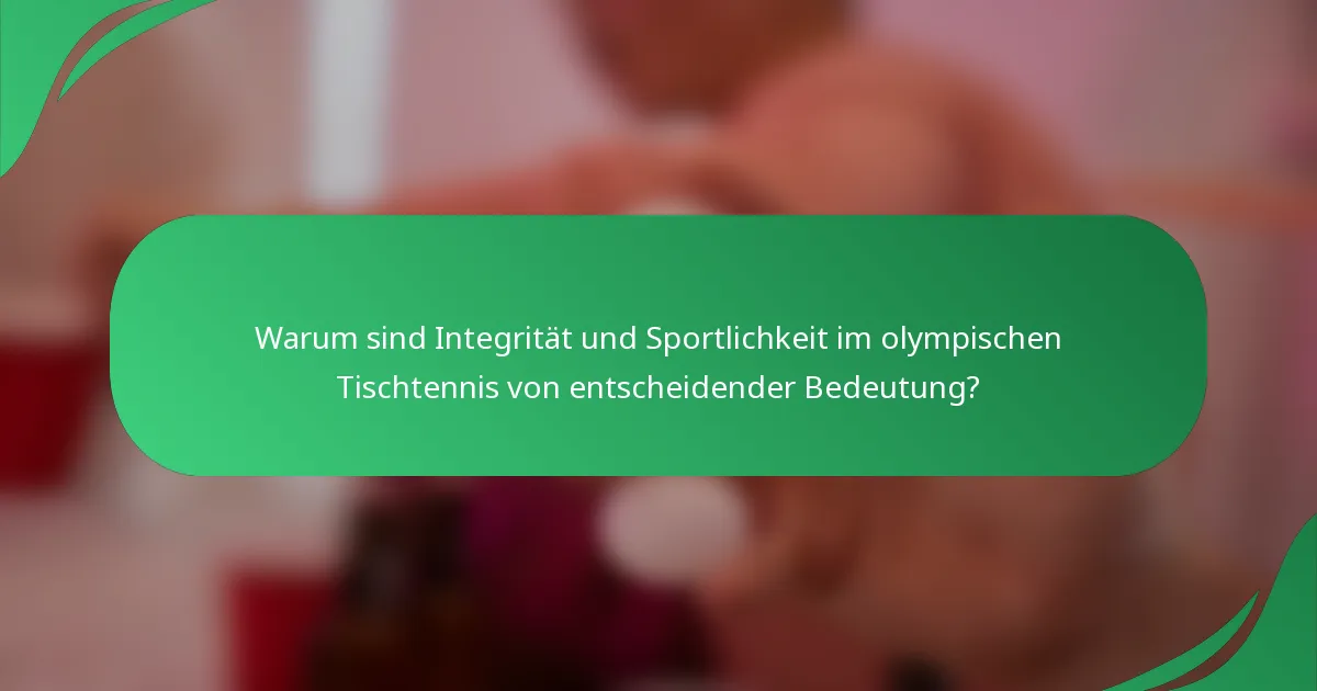 Warum sind Integrität und Sportlichkeit im olympischen Tischtennis von entscheidender Bedeutung?